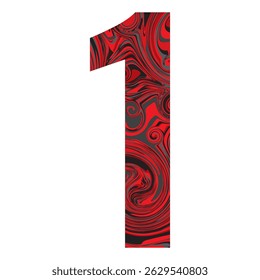 Number One With Abstract Black And Red Pattern