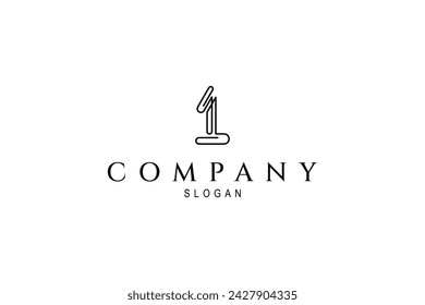 plantilla de diseño de logotipo de dibujo de línea abstracta número uno
