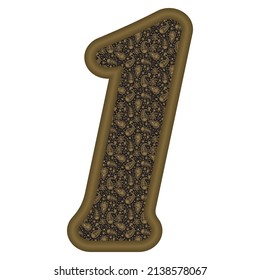 Número Uno Con Estilo Árabe Patrón Árabe Ornamento Étnico Oriental. Número 1 Aislado En Un Fondo Blanco
