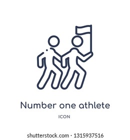 number one athlete icon from sports outline collection. Thin line number one athlete icon isolated on white background.