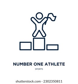 number one athlete icon from sports collection. Thin linear number one athlete, sport, competition outline icon isolated on white background. Line vector number one athlete sign, symbol for web and 