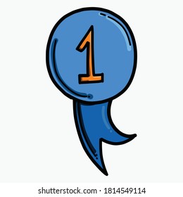 Icono vector de color de premio número uno. Línea dibujada a mano en la ilustración del esbozo de dibujo.