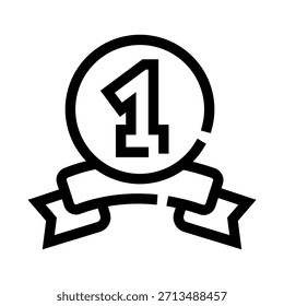 Number one award icon representing success, achievement, and top performance, illustrating a winner's medal or badge with a competitive spirit and excellence