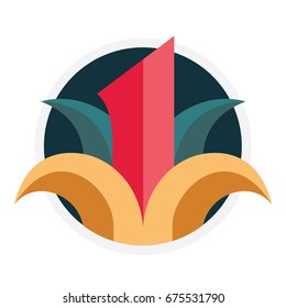 Number one background on white. Vector illustration.