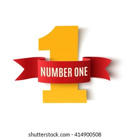 Number one background with white ribbon on white .Poster or brochure template. Vector illustration - Shutterstock ID 414900508