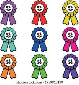 number one badge mother day vector