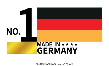 number one badge showing germany flag with bold made in germany tag on white background	
