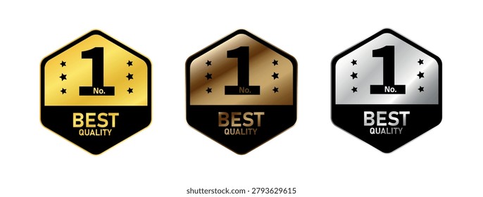 Number One Best Quality Badge Collection Gold Bronze and Silver Award Labels