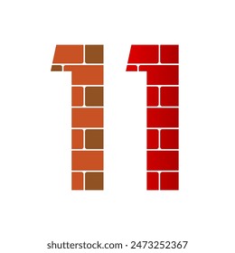 Number one with brick logo template illustration. suitable for web, building construction company, etc