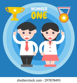 Number One Business, Flat Design Elements. Vector Illustration.