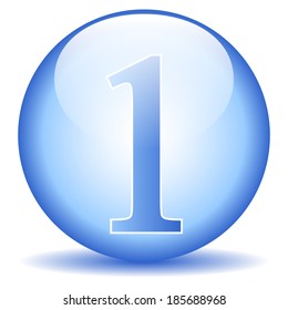 Number one button on white background.