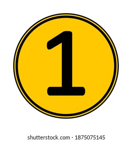 Number one button on white background. Vector illustration.