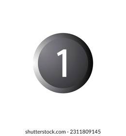 Number one button sign on white