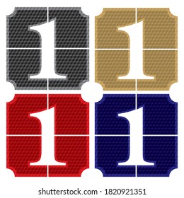 Number One Button Vector Illustration. Number One With Cube Pattern. Fragmented Number One