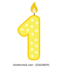 Number One Candle. Vector illustration