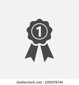 Number One Certified Award Badge Vector Icon Medal