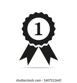 number one certified award badge vector icon medal