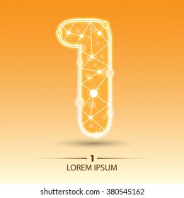 number one concept with idea brain wave signal and technology network illustration