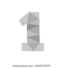 Number one consisting of triangles in black and white gray on a white transparent background. Vector illustration eps 10.