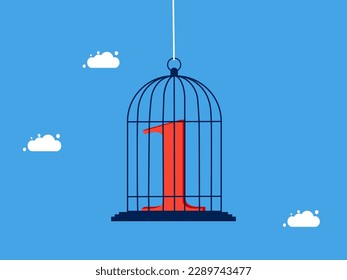 Number one control. Imprisonment or detention number one in the birdcage. concept of business