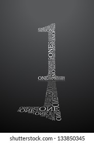 Number one created from text - illustration
