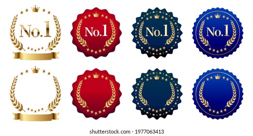 Number one crown laurel banner vector icon illustration white background - Shutterstock ID 1977063413