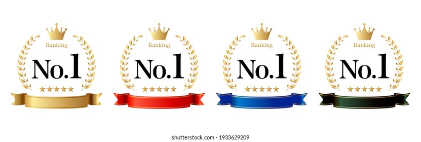 Number one crown laurel vector icon illustration white background - Shutterstock ID 1933629209