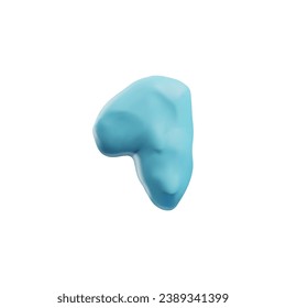 Number one, digit 1 plasticine art, realistic 3D vector illustration isolated on white background. Cartoon funny object or simple blue icon for design. Decoration plasticine element