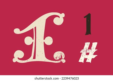 Number one drop cap logo. Illuminated initial in old blackletter German style. All you need to precisely imitate medieval text. Decorative element for the beginning of a paragraph or section.