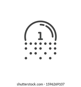 Number one in fading circle. Linear icon for cyber theme, encryption of values, virtual reality. Code for information interchange concept label. Symbol for blockchain series. Vector isolated