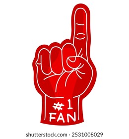 Number One Fan Foam Finger Hand Glove Thumb Up Vector illustration