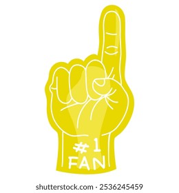 Number One Fan Foam Finger Hand Glove Thumb Up Vector illustration