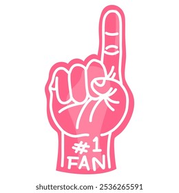 Number One Fan Foam Finger Hand Glove Thumb Up Vector illustration