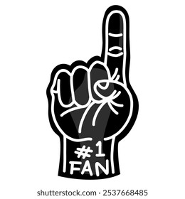 Number One Fan Foam Finger Hand Glove Thumb Up Vector illustration