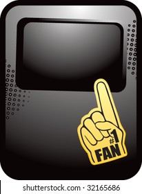 number one fan foam hand on black template banner