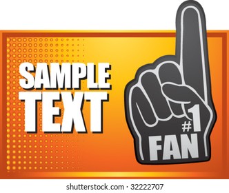 number one fan foam hand on orange halftone banner