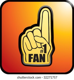 number one fan foam hand on orange web button