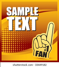 number one fan foam hand on orange halftone web button