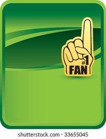 number one fan foam hand on green background