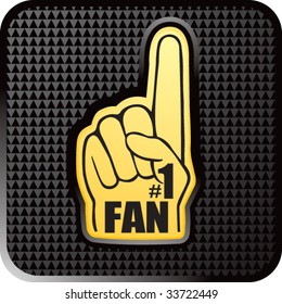 number one fan foam hand on glossy web button