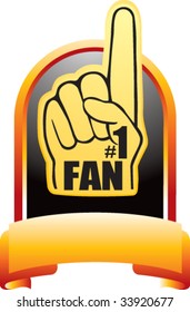 number one fan foam hand on crest shaped display