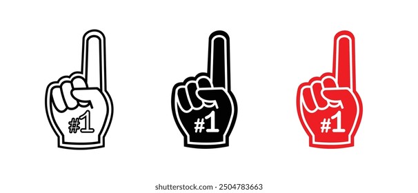 number one fan glove icon, available outline, black and red design, editable vector eps 10.