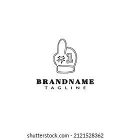 number one fans glove cartoon logo icon design template black modern isolated vector