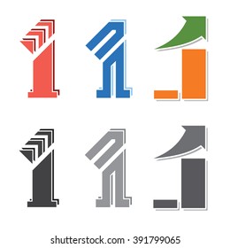 number one figure creative design with trend arrow up symbol business growing identity vector set