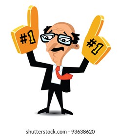 Number One Finger Bald Man