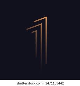 Number one / first / 1 vector font alphabet, modern dynamic luxury flat design for your unique elements design ; logo, corporate identity, application, creative poster & more 