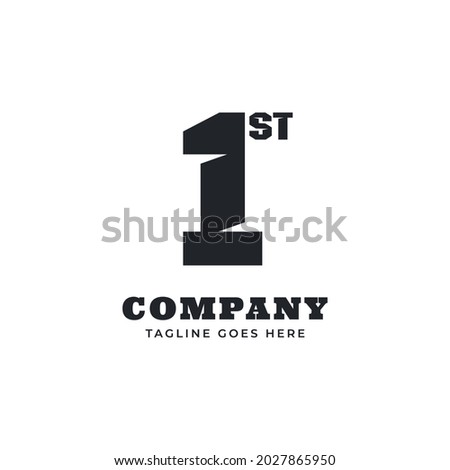 number one or first monogram clean and strong vector logo design