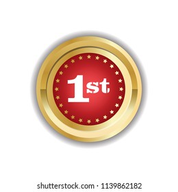 number one first place golden medal icon isolated sticker badge logo design elements vector illustration
