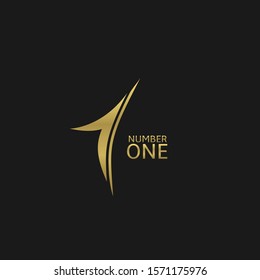 Number one. First place icon. Golden number one badge, winner and champion sign, Victory symbol Vector icon
