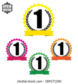 Number One First Place Winner colorful ribbons set - vector